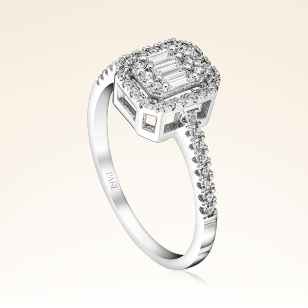 0,36 Karat Kolu Taşlı Baget Pırlanta Yüzük - Pare Pırlanta