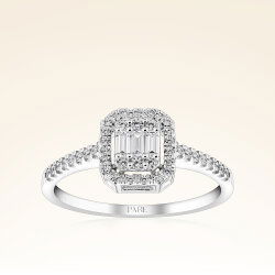 0,36 Karat Kolu Taşlı Baget Pırlanta Yüzük - 1