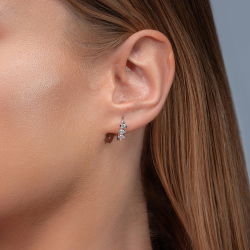 0,36 Karat Tria Pırlanta Küpe - 3