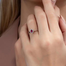 0,36 Karat Yakut Pırlanta Yüzük - PR00640 - 4