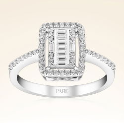 0,37 Karat Kolu Taşlı Baget Pırlanta Yüzük - PR00167 - 1