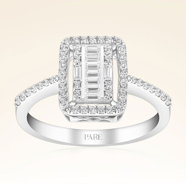 0,37 Karat Kolu Taşlı Baget Pırlanta Yüzük - Pare Pırlanta