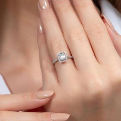 0,38 Karat Kolu Taşlı Baget Pırlanta Yüzük - PR00033 - 5