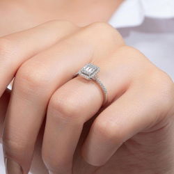 0,38 Karat Kolu Taşlı Baget Pırlanta Yüzük - PR00033 - 7
