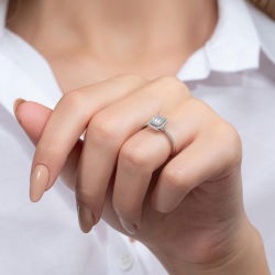 0,38 Karat Kolu Taşlı Baget Pırlanta Yüzük - PR00033 - 6