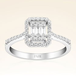 0,38 Karat Kolu Taşlı Baget Pırlanta Yüzük - PR00033 - 1