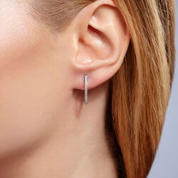 0,28 Karat Pırlantalı Halka Küpe - 2