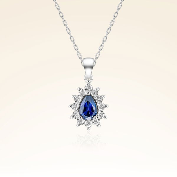 0,40 Karat Efektli Safir Pırlanta Kolye - Pare Pırlanta