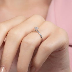 D Renk 0,40 Karat HRD Sertifikalı Tektaş Pırlanta Yüzük - 7