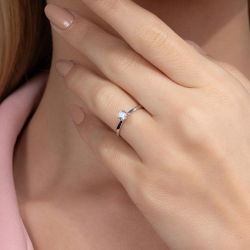 D Renk 0,40 Karat HRD Sertifikalı Tektaş Pırlanta Yüzük - 5