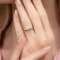 G Renk 0,40 Karat HRD Sertifikalı Tektaş Pırlanta Yüzük - 5