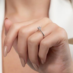 G Renk 0,40 Karat HRD Sertifikalı Tektaş Pırlanta Yüzük - 6