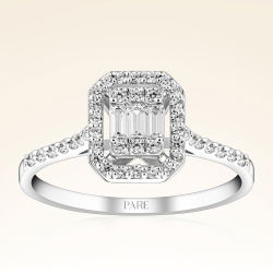 0,40 Karat Kolu Taşlı Baget Pırlanta Yüzük - PR00705 - 1