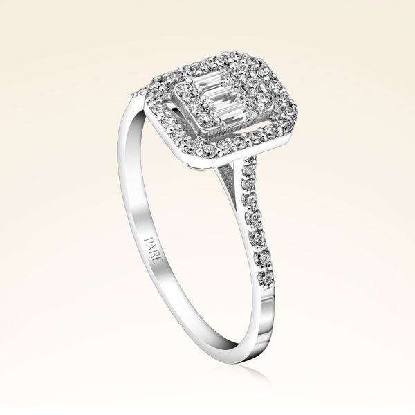 0,40 Karat Kolu Taşlı Baget Pırlanta Yüzük - Pare Pırlanta