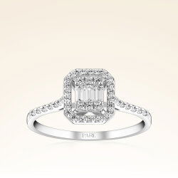 0,40 Karat Kolu Taşlı Baget Pırlanta Yüzük - 1