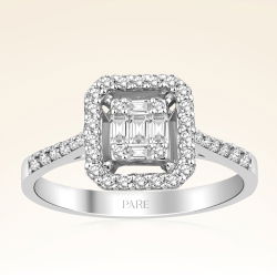 0,40 Karat Kolu Taşlı Baget Pırlanta Yüzük - PR00754 - 1