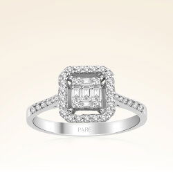 0,40 Karat Kolu Taşlı Baget Pırlanta Yüzük - 1