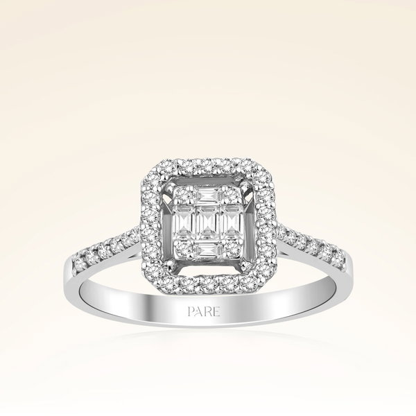 0,40 Karat Kolu Taşlı Baget Pırlanta Yüzük - Pare Pırlanta