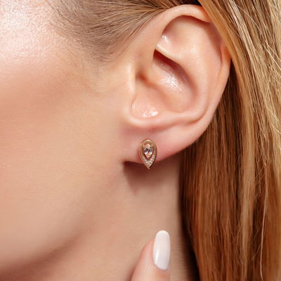 0,40 Karat Morganit Pırlanta Küpe - Pare Pırlanta