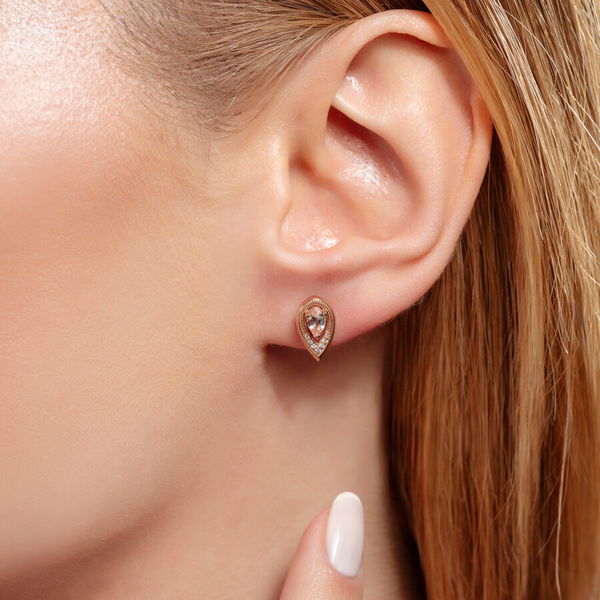 0,40 Karat Morganit Pırlanta Küpe - Pare Pırlanta