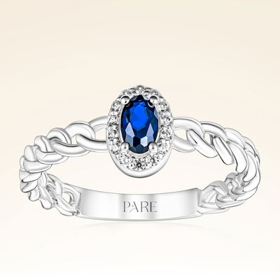 0,40 Karat Pırlantalı Safir Yüzük - Pare Pırlanta