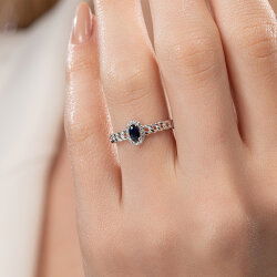 0,40 Karat Pırlantalı Safir Yüzük - PR01384 - 4