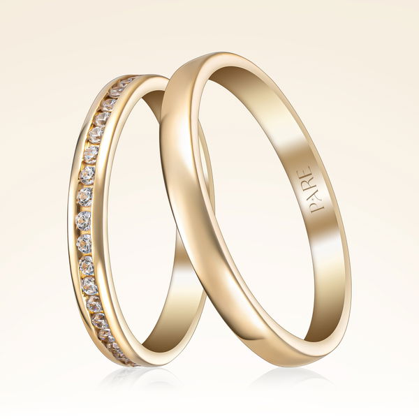 0,40 Karat Pırlantalı Tamtur Çift Alyans - Pare Pırlanta