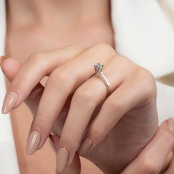 G Renk 0,40 Karat HRD Sertifikalı Tektaş Pırlanta Yüzük - 6