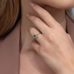 0,40 Karat Zümrüt Pırlanta Yüzük - PR00696 - 4