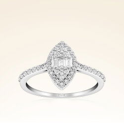 0,41 Karat Kolu Taşlı Baget Pırlanta Yüzük - 1