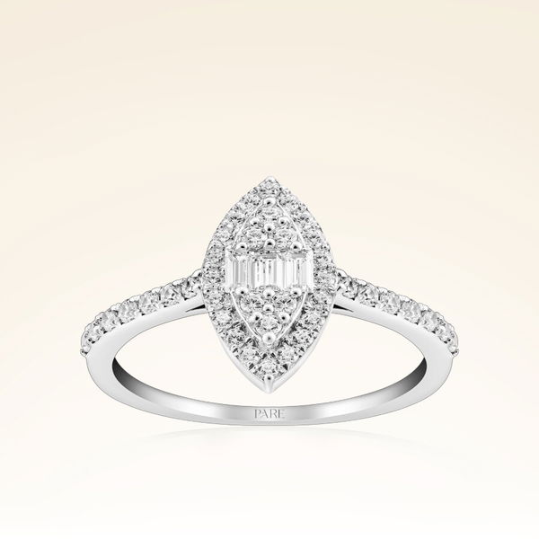 0,41 Karat Kolu Taşlı Baget Pırlanta Yüzük - Pare Pırlanta