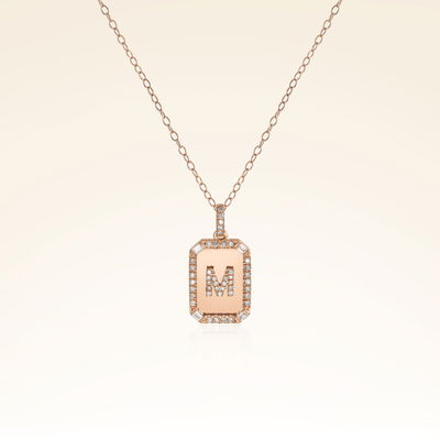 0,41 Karat Pırlantalı Baget Harf Kolye - Pare Pırlanta