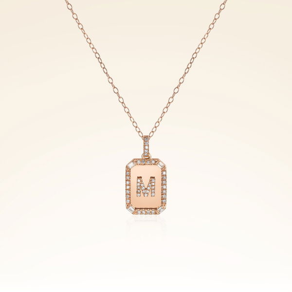 0,41 Karat Pırlantalı Baget Harf Kolye - Pare Pırlanta