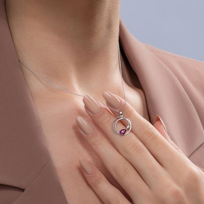 0,41 Karat Yakut Pırlanta Kolye - Pare Pırlanta