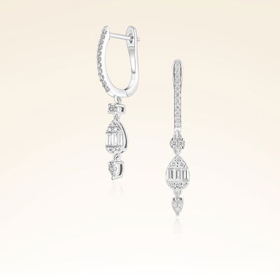 0,42 Karat Baget Pırlanta Küpe - Pare Pırlanta