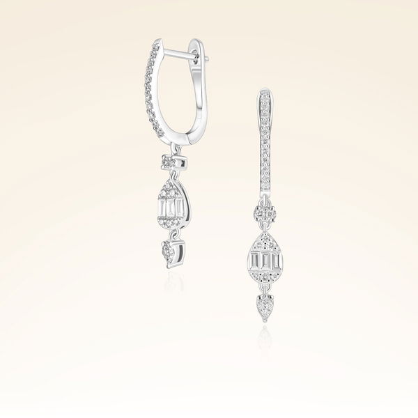 0,42 Karat Baget Pırlanta Küpe - Pare Pırlanta