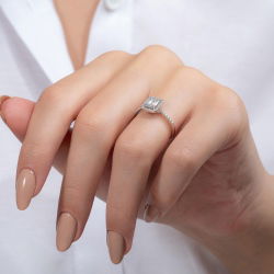 0,42 Karat Baget Pırlanta Yüzük - PR00034 - 6