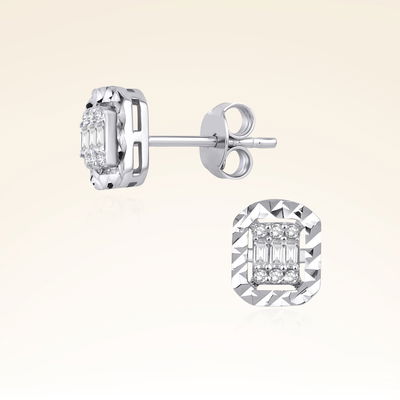 0,42 Karat Efektli Baget Pırlanta Küpe - Pare Pırlanta