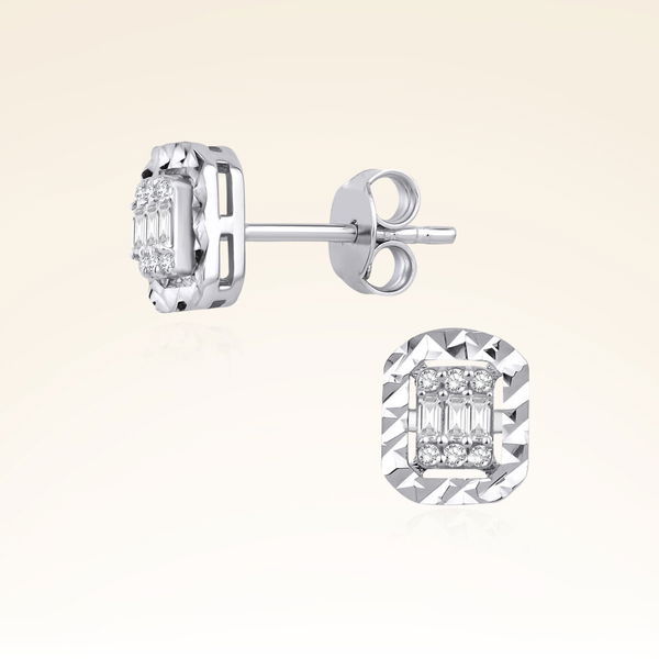 0,42 Karat Efektli Baget Pırlanta Küpe - Pare Pırlanta