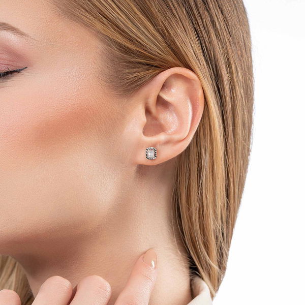 0,42 Karat Efektli Baget Pırlanta Küpe - Pare Pırlanta