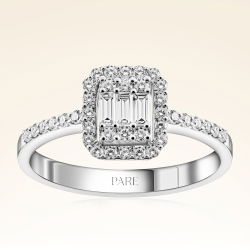 0,42 Karat Kolu Taşlı Baget Pırlanta Yüzük - PR00196 - 1
