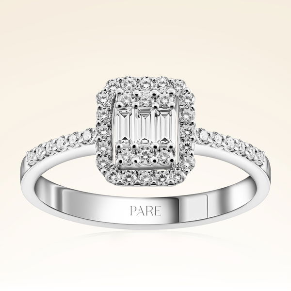 0,42 Karat Kolu Taşlı Baget Pırlanta Yüzük - Pare Pırlanta