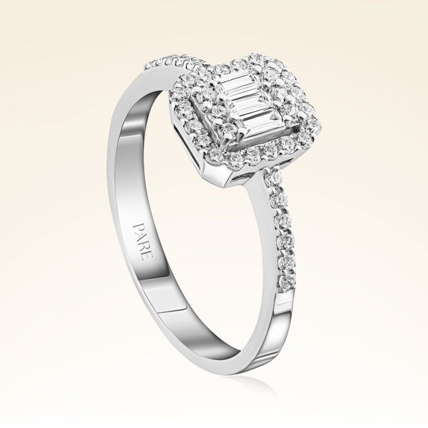 0,42 Karat Kolu Taşlı Baget Pırlanta Yüzük - Pare Pırlanta