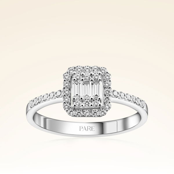 0,42 Karat Kolu Taşlı Baget Pırlanta Yüzük - Pare Pırlanta