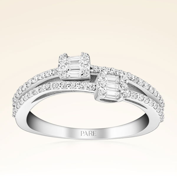 0,42 Karat Kolu Taşlı Baget Pırlanta Yüzük - Pare Pırlanta