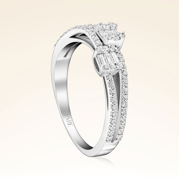 0,42 Karat Kolu Taşlı Baget Pırlanta Yüzük - Pare Pırlanta