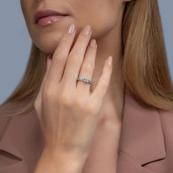 0,42 Karat Kolu Taşlı Baget Pırlanta Yüzük - PR00621 - 3