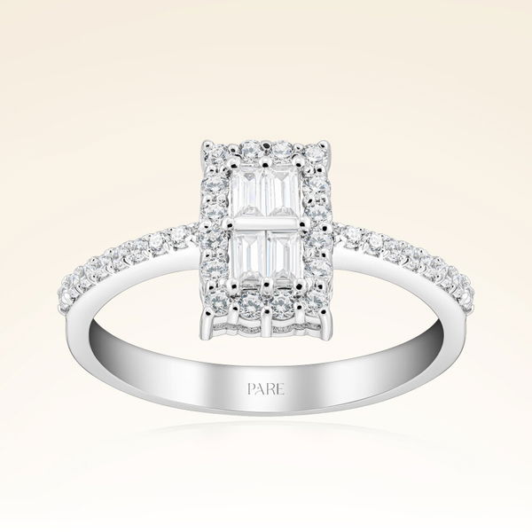 0,42 Karat Kolu Taşlı Baget Pırlanta Yüzük - Pare Pırlanta