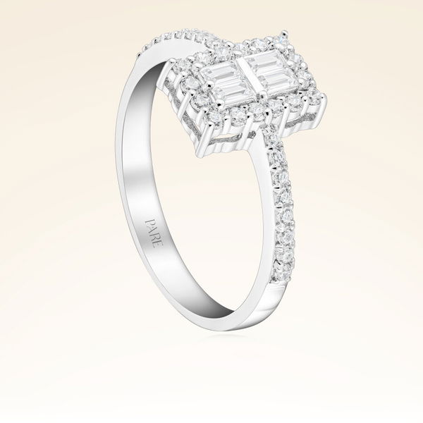 0,42 Karat Kolu Taşlı Baget Pırlanta Yüzük - Pare Pırlanta