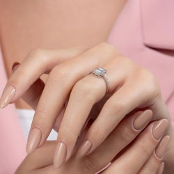 0,42 Karat Kolu Taşlı Baget Pırlanta Yüzük - PR00064 - 6